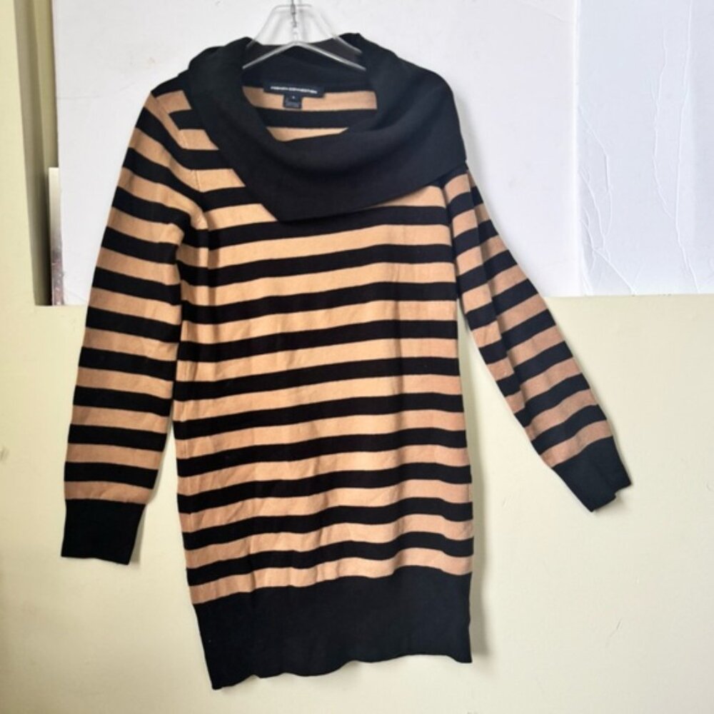 French Connection Vintage Striped Bambi Cowl Neck Tunic Sweater Dress Knit Top L - Picture 14 of 16
